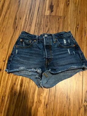 Levi’s 501 Dark Blue Distressed Denim Women's Shorts